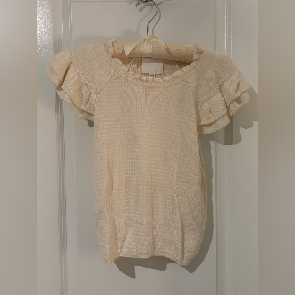 Molli Knit Top with marbleized effect in cream
